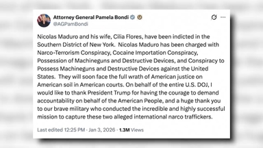 美법무 "마두로 부부, 미국서 전면적 처벌받을 것"