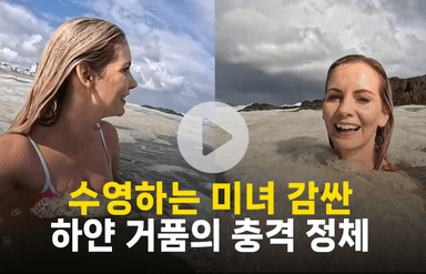 수영하는 미녀 감싼 하얀 거품의 정체 알고 보니…