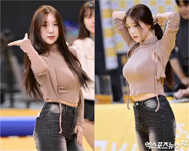 김현영 치어리더, 꾸안꾸 패션에도 섹시미 발산한 리허설 현장!