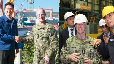 美해군참모총장, HD현대중공업·한화오션 사업장 잇따라 방문