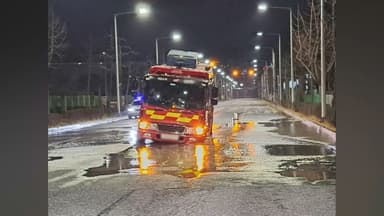 대전서 땅 꺼짐 발생…소방차 바퀴 빠져