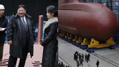 북, 핵잠수함 실물 첫 공개…"한국 핵잠 반드시 대응"