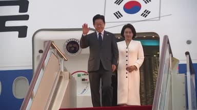 [현장영상] 이 대통령, 상하이 도착…상하이시 당서기와 만찬 예정