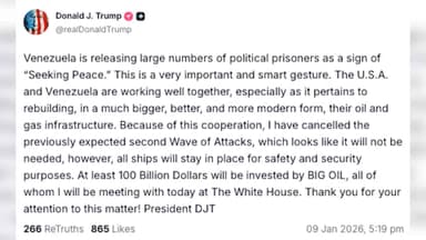 트럼프 "베네수엘라 협력에 두번째 공격 취소"