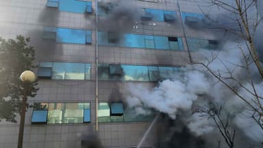 부천 중동 은행 화재로 대응1단계…"다량의 연기"