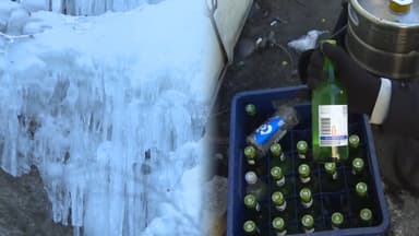 강원도 한파 절정…폭포도 소주도 '꽁꽁'