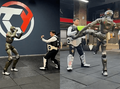 中 로봇 '발차기' 조작 논란에…사장님이 직접 몸으로 해명?