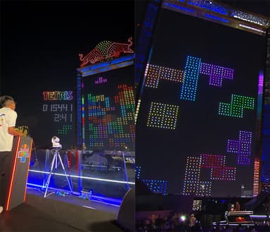 두바이 건물 하나가 게임판..."드론 4000대 동원, 테트리스 블록 쌓기"