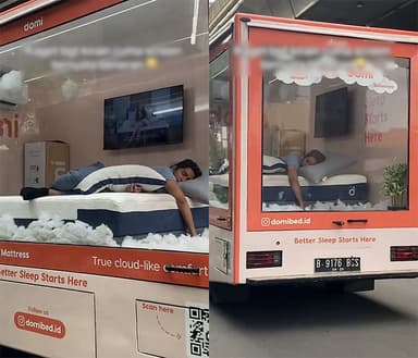 흔들리지 않는 편안함?…달리는 차 안에 매트리스 깔고 숙면