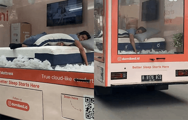 흔들리지 않는 편안함…달리는 차 안에 매트리스 깔고 숙면하는 남자?