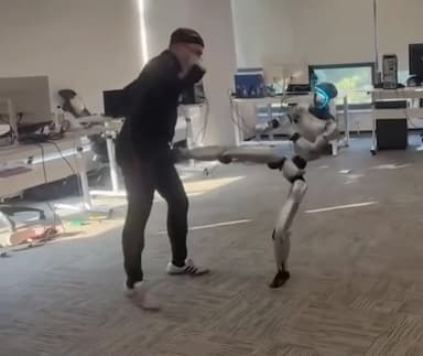 학습 시키려다 그만...로봇에게 '한 대 제대로 맞은' 남성