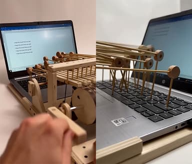 손잡이 돌리면 이메일 작성… 나무로 만든 타이핑 작품 화제