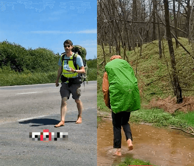 '맨발'로 유럽 횡단 중인 아일랜드 남성…6천km 걸었다