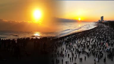 "떴다" 붉은 말의 해…선명한 해돋이 '희망'