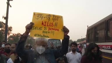 "숨 쉬는 게 그립다"...'대기오염 최악' 인도 뉴델리서 시위