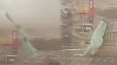 [나우쇼츠] 자유의 여신상 붕괴?...시속 90km 강풍에 고꾸라져