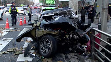 역주행 승용차가 학원버스 들이받아...1명 사망