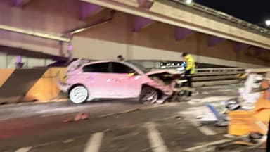 만취 운전자가 몰던 차량, 구조물 들이받고 전복