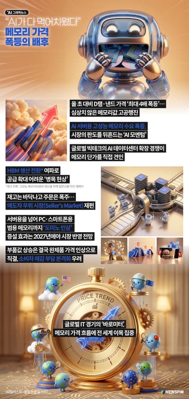 [AI그래픽뉴스] "AI가 다 먹어치웠다" 메모리 가격 폭등의 배후