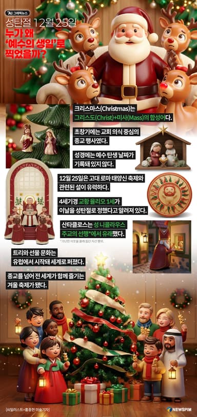 [AI그래픽뉴스] 성탄절 12월 25일, 누가 왜 '예수의 생일'로 찍었을까?