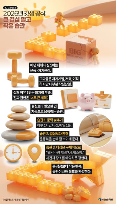 [AI그래픽뉴스] 2026년 갓생 공식: 큰 결심 말고 작은 습관