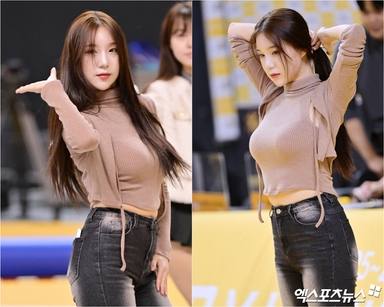 김현영 치어리더, 꾸안꾸 패션에도 섹시미 발산한 리허설 현장!