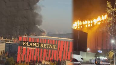 천안 이랜드 패션물류센터 불…대응2단계, 소방인력·장비 총동원