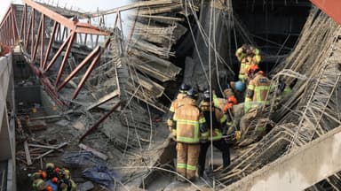 '광주대표도서관' 공사장 붕괴 4명 매몰…"1명 구조"