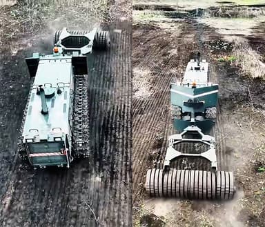 우크라, 최소 600m 안전거리서 원격조종…'지뢰 제거 무인로봇' 실전 투입