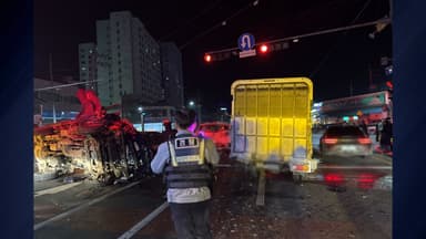 무면허로 연쇄 추돌 사고 낸 50대..."음주측정 거부"