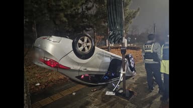 인천서 인도 돌진한 음주 차량 전복..."면허 정지 수준"