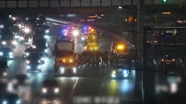 강변북로 성수대교 북단 6대 추돌 사고...한때 정체